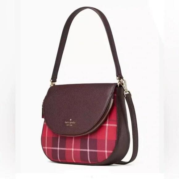 Kate Spade Leila Plaid‎ Medium Flap Shoulder Bag - NWOT (New) - Picture 2 of 9
